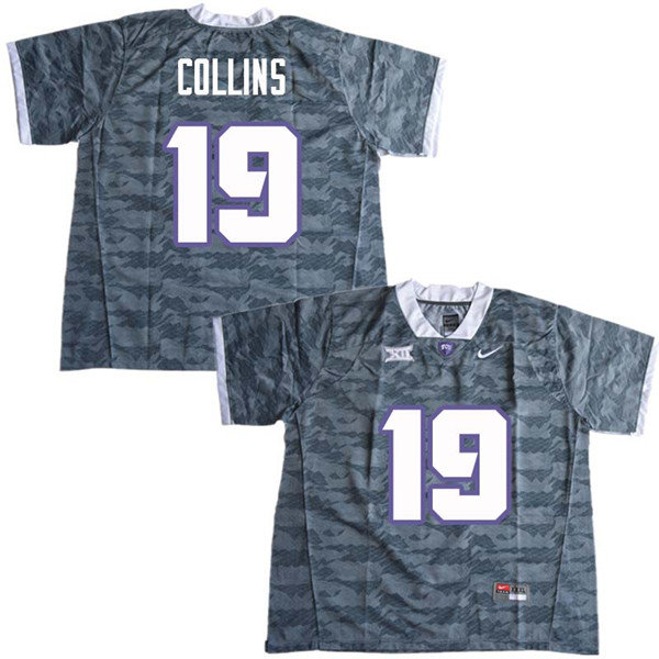 Men #19 Michael Collins TCU Horned Frogs College Football Jerseys Sale-Gray - Click Image to Close